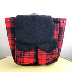 Women\'s Bearpaw NWT Red and Black Plaid Medium Size Backpack Classic Buffalo Plaid Red & Black Checkered Backpack main image 4